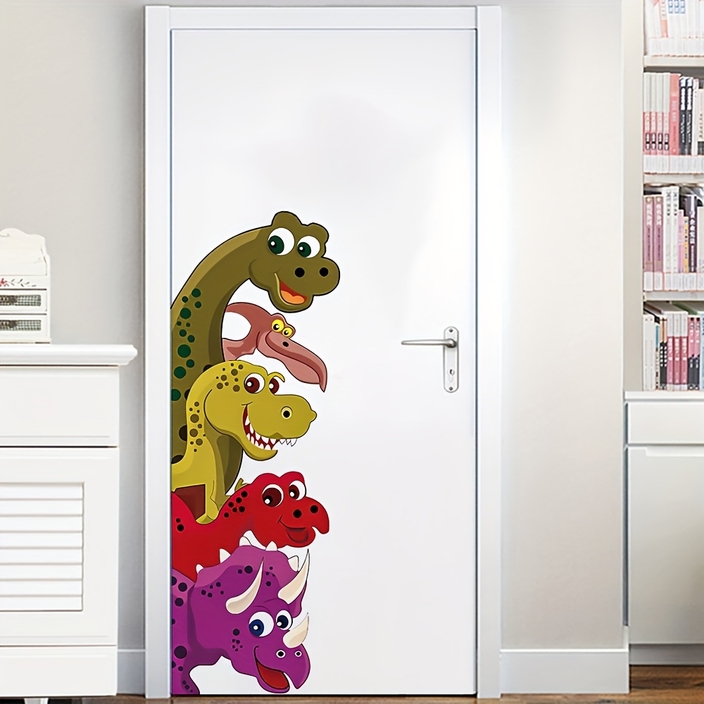 1pc Sticker, Cartoon Dinosaur Print, Removable Self-adhesive Wall Sticker For Bedroom, Entryway, Living Room, Porch, Home Decoration