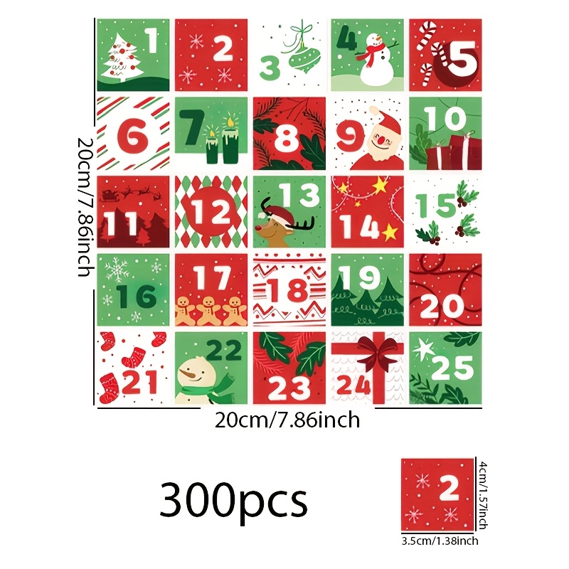 TEMU Eleganti adesivi per etichette regalo di Natale a animati, adesivi con per calendario dell'Avvento, adesivi di carta con per calendario di