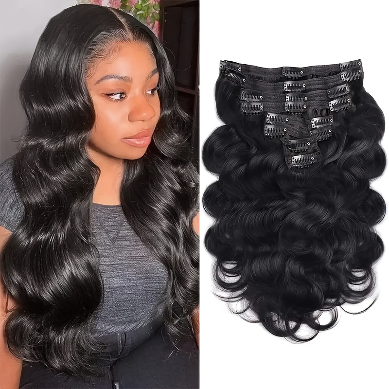 body wave clip ins human hair 8pcs/set 120 gram body wave  display picture 2