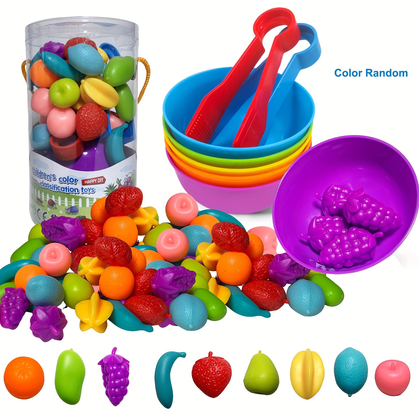 Image of Cognitive Color Sorting And Counting Toy, Children's Educational Fruit Clipping Game, Hand-eye Coordination Matching Teaching Aid, Gift For Boys And Girls, Accessory Colors Are Random
