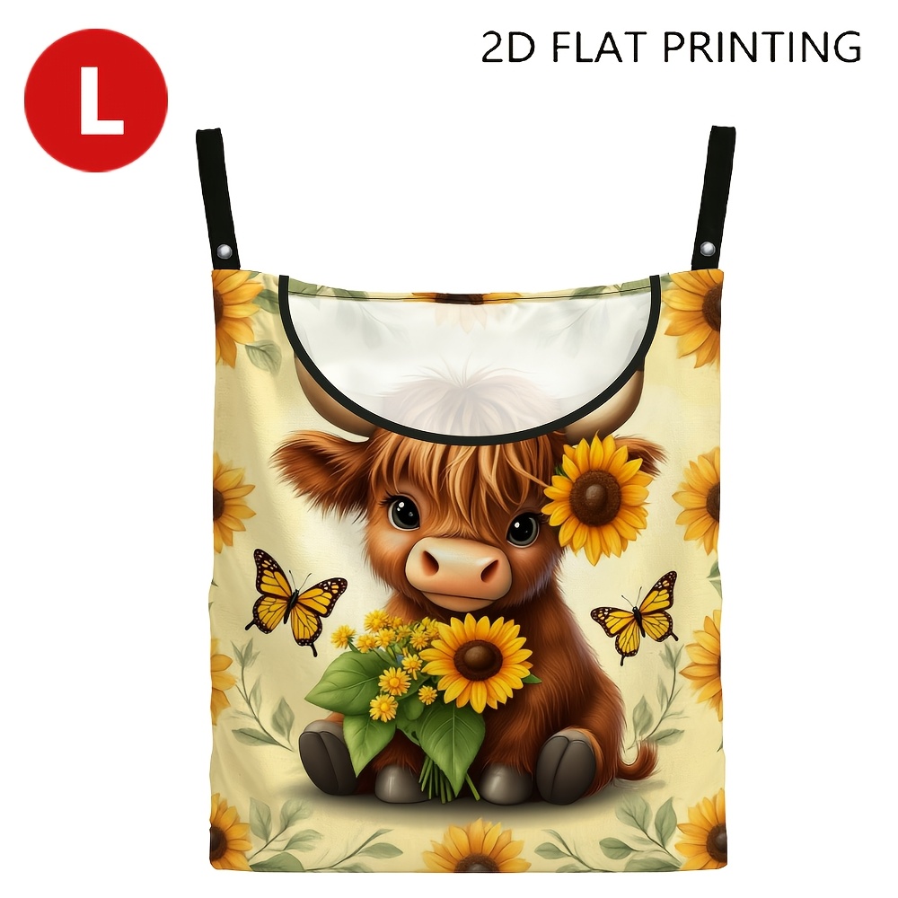 TEMU 1pc Hanging Storage Bag Sunflower Butterflies Pattern Clothes Peg Storage Hanging Bag Suitable For Backyards, Patio, Laundry Room, Holder For