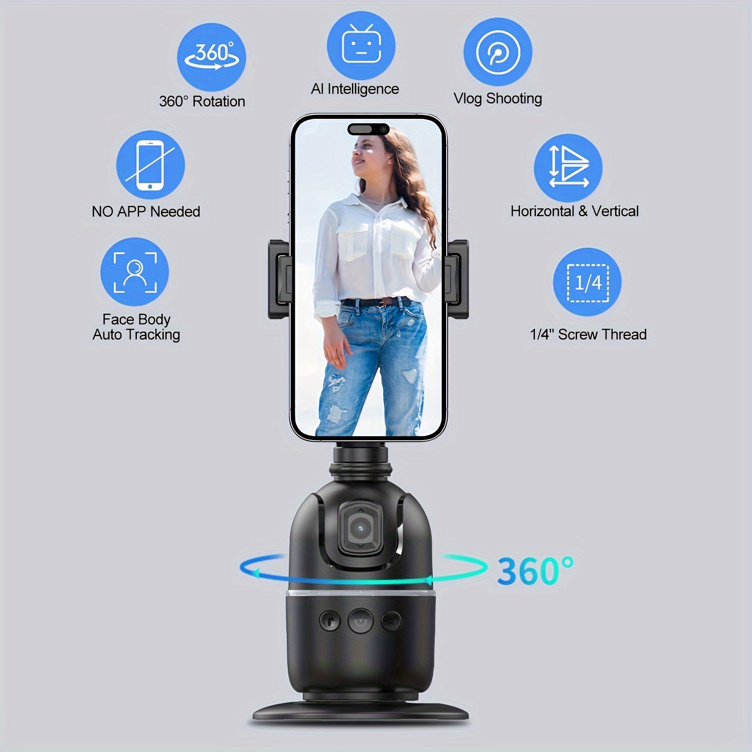 p03 360 degree rotating gimbal smartphone stabilizer with auto tracking anti shake for video live streaming portable selfie stick mount ideal gift details 4