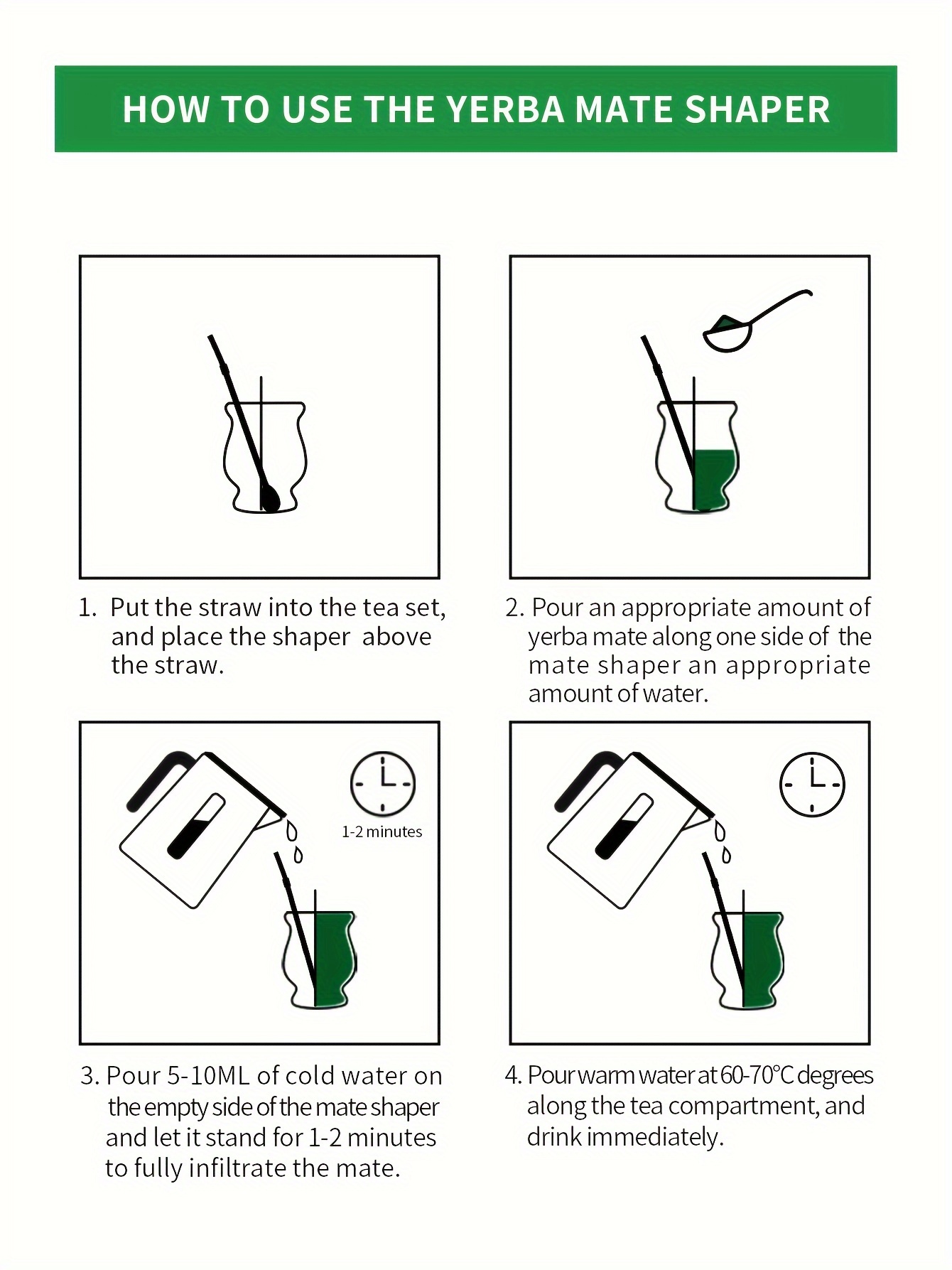 1pc, Yerba Mate Cup Set (Authentic Traditional Mate Cup - 8 Ounces), 8Oz Comes with Yerba Mate Straw, Cleaning Brush, Yerba Mate Divider & Tea Picker, Stainless Steel Double Wall Gourd Yerba Mate Cup Ideal for Both for cold And Hot Beverages
