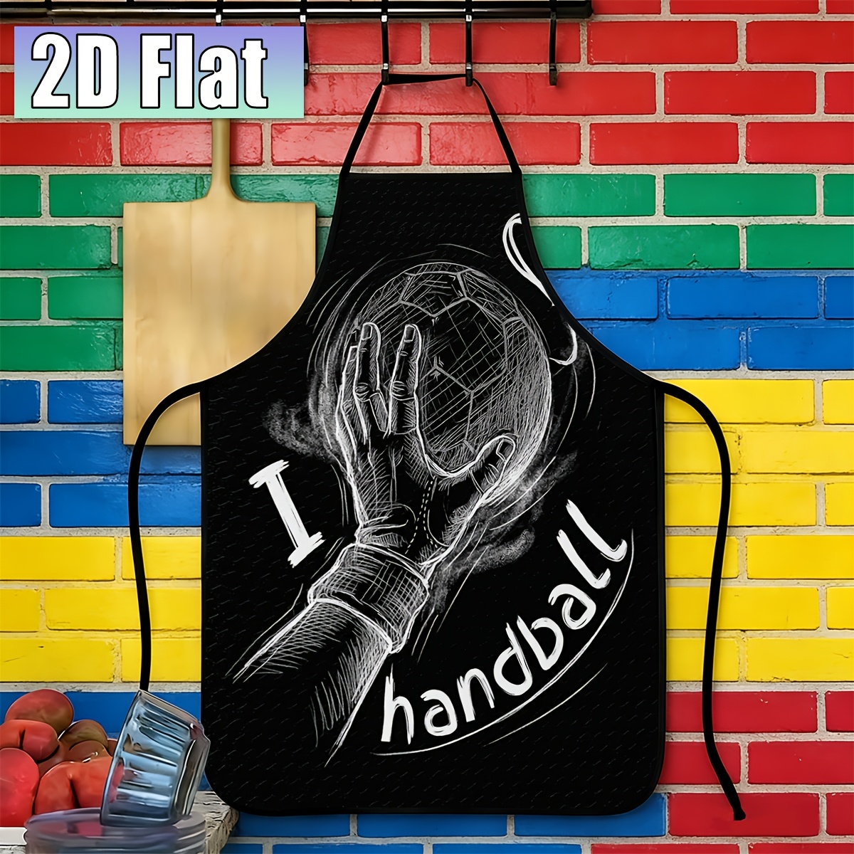 immagine dell'articolo Grembiule 2D piatto, 1  , Amore per i palloni da calcio, con motivo, utilizzabile per, cucina  , feste, multiuso, riutilizzabile, facile e  , regalo per famiglia e  , Natale, decorazioni per  , Halloween
