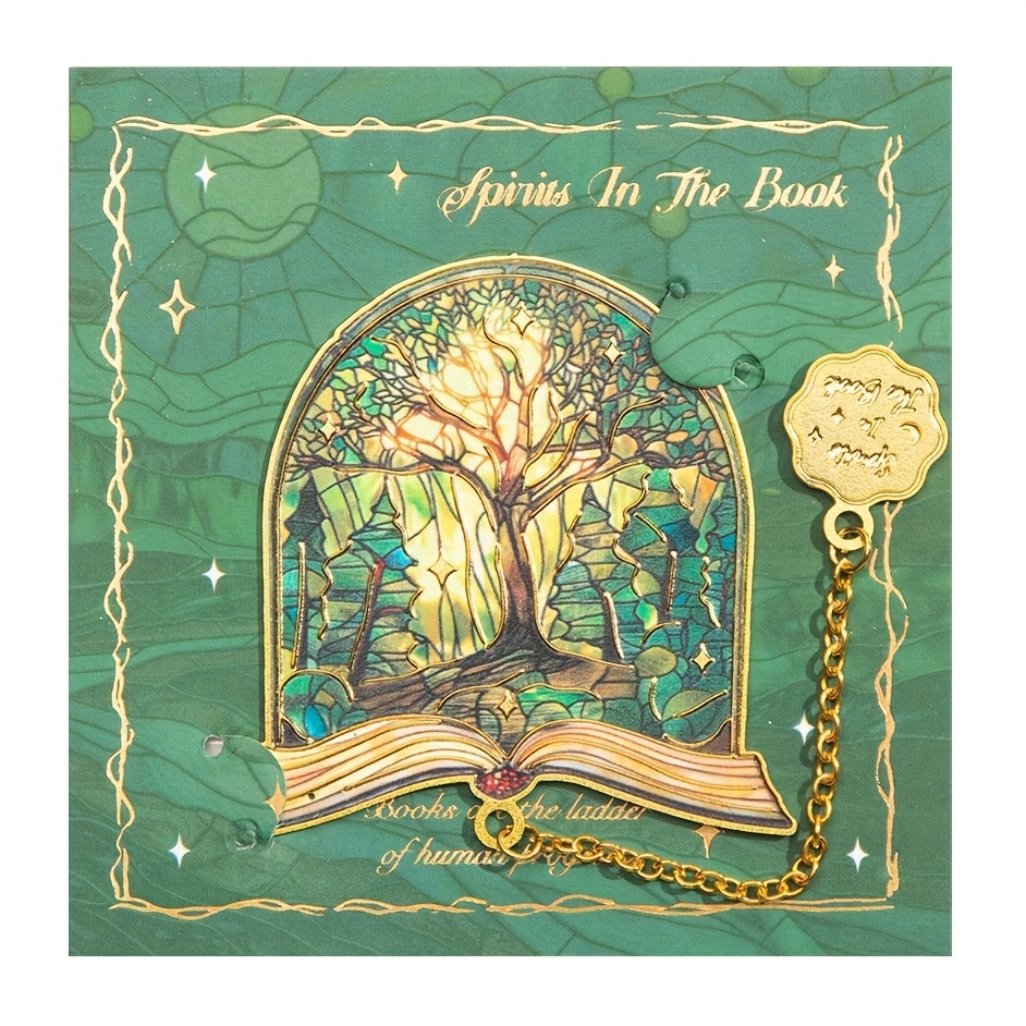 TEMU Marcador de metal inspirador con cadena - Libro artístico, montaña, noche estrellada y diseños de la - Regalo ideal para amantes de los libros,