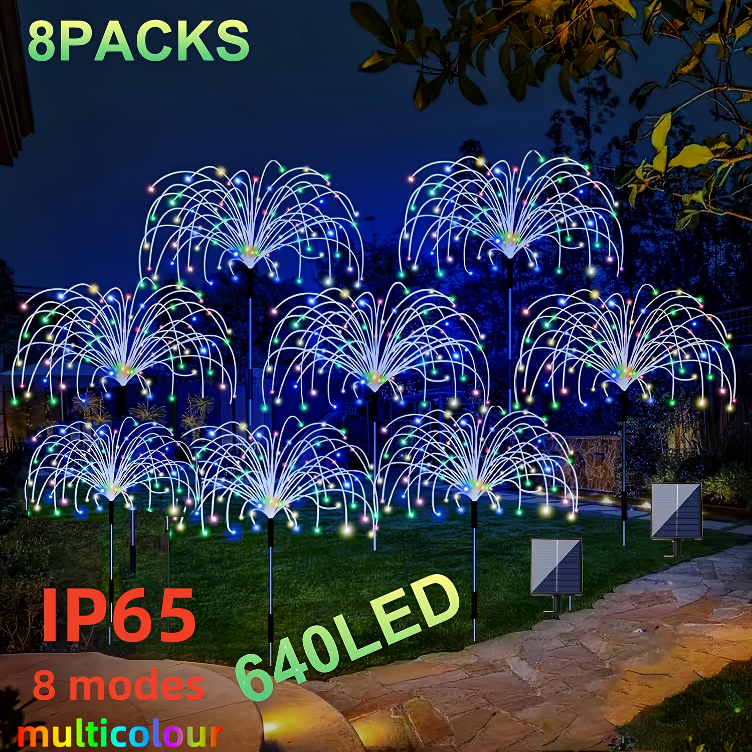 TEMU 8 Outdoor Lights, Solar Lights, Outdoor Garden 640led Lights, Thanksgiving Decorations, Ip65 8 Lighting , Holiday Decoration Lighting Suitable