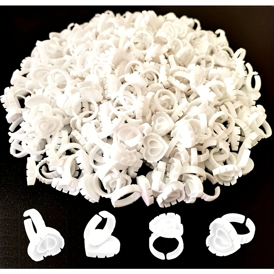 50pcs/200pcs Eyelash Extension Glue Cup Heart Shaped Glue Ring Tool For Eyelash Extension Tattoo Supplies Or Extension Adhesive Holder Glue Ring