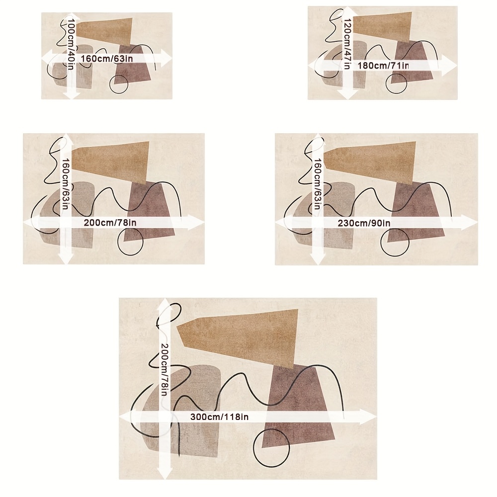 [ Product] - Modern Beige And Brown Abstract Design, Ultra-Soft, Machine Washable, Living Room, Bedroom, Office Decor - Home Rug, Indoor Mat | Abstract Print Mat | Polyester Velvet Mat, Living Room Carpet