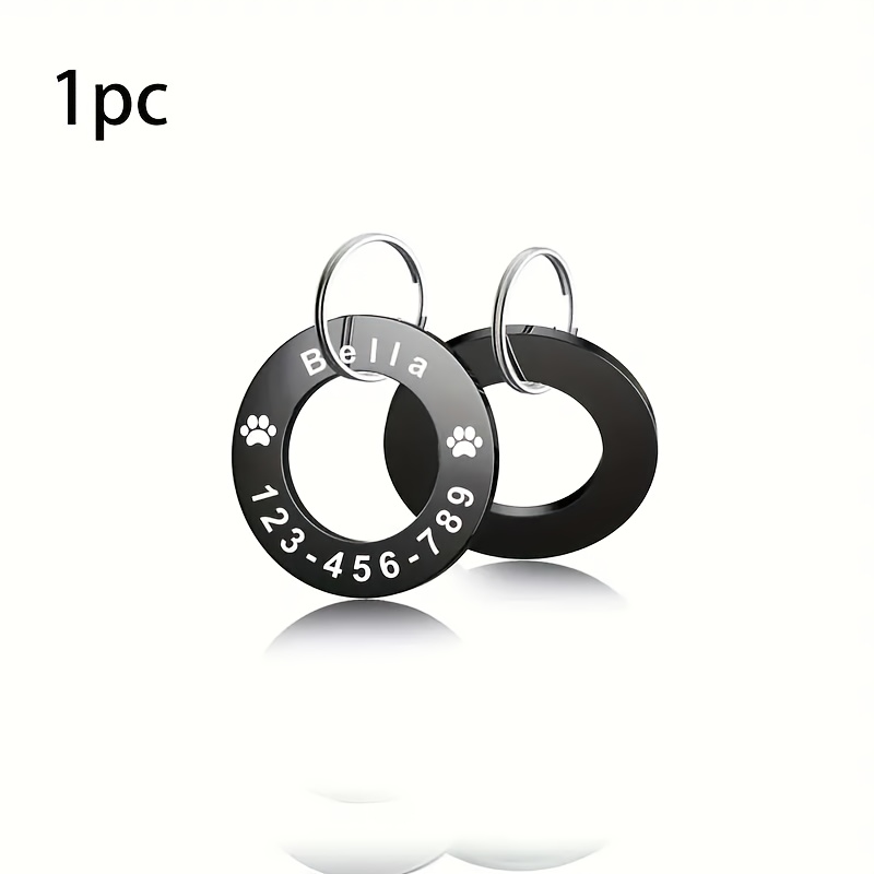 TEMU Personalized Stainless Steel Pet Tag With Round Pendant, Fade-resistant, Multiple Colors Available, Custom Engraving For , Id Number, And Phone