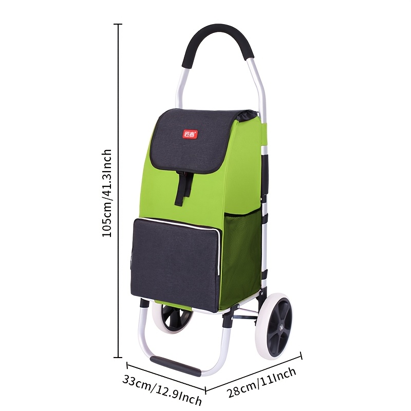 [Foldable | Aluminum Alloy] 1pc Foldable Shopping Cart | Large Wheels, Aluminum Alloy Frame, Quiet Trolley, Portable Grocery Cart | Above 10L Capacity, Elderly Aid, 50kg Load-Bearing Capacity