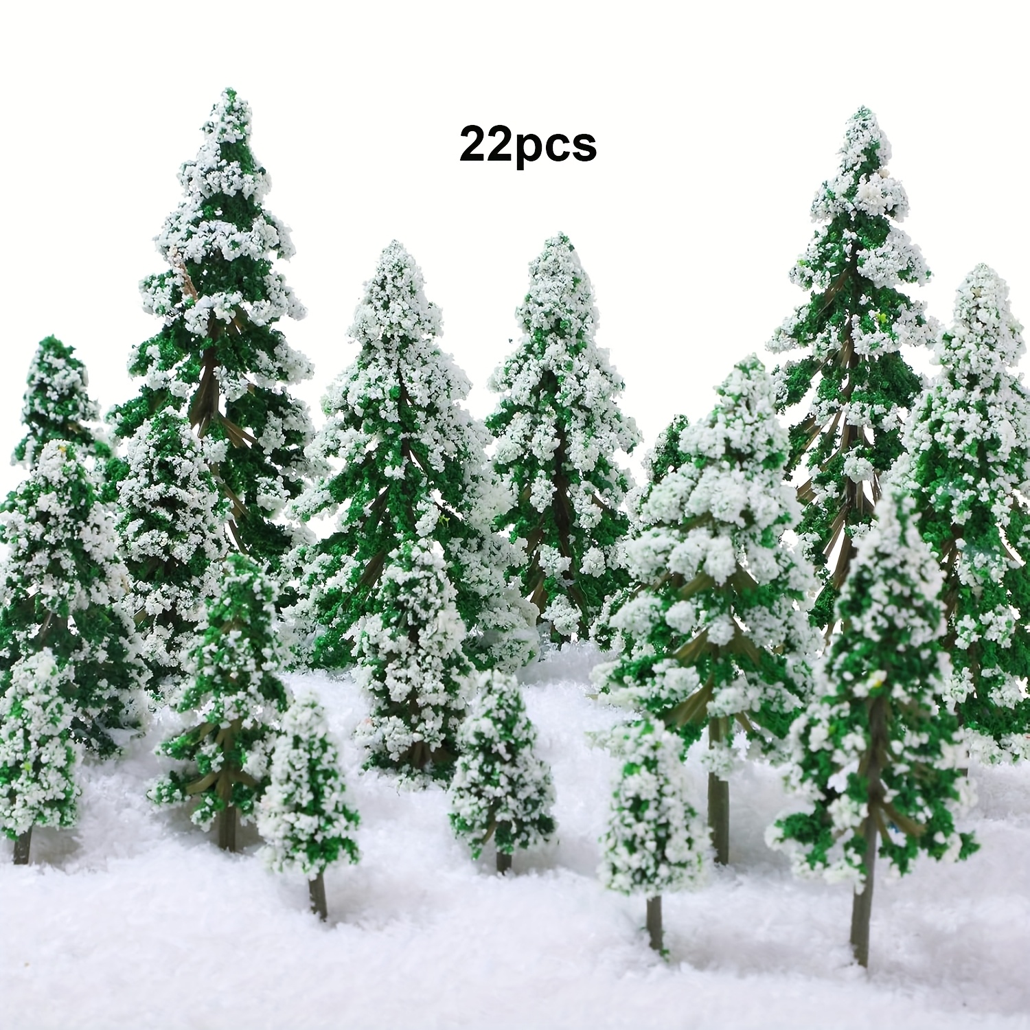 

22pcs Miniature Snowy Set, Plastic Winter Scene Accessories, 6 Sizes, For , Micro Landscape, Architectural Model Display, Age 14+