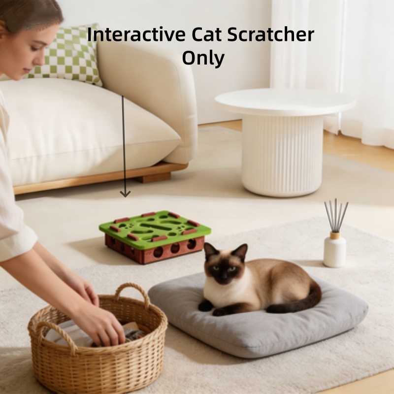 TEMU Fun Kitten Toy Set, Includes Interactive Scratching Board, Paw Pad And , Durable Felt For Cats, Non-toxic And Safe, Battery-free, Suitable For