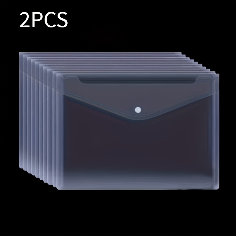 TEMU 2pcs Transparent A5 Plastic File Folders With Snap Button Closure, Pp Plastic Binder Sheets Suitable For School, Office, Organization, Document