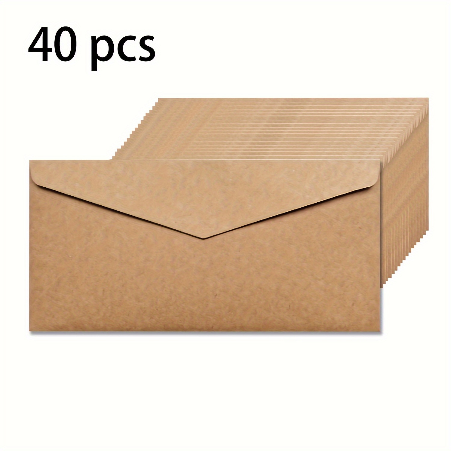 

40 Pack Gummed Closure Paper Envelopes, 4x8 Inches, Vintage Flap Design, Ideal For Greeting Cards, Invitations, Postcards, A4 Size Documents And 4x6 Photos