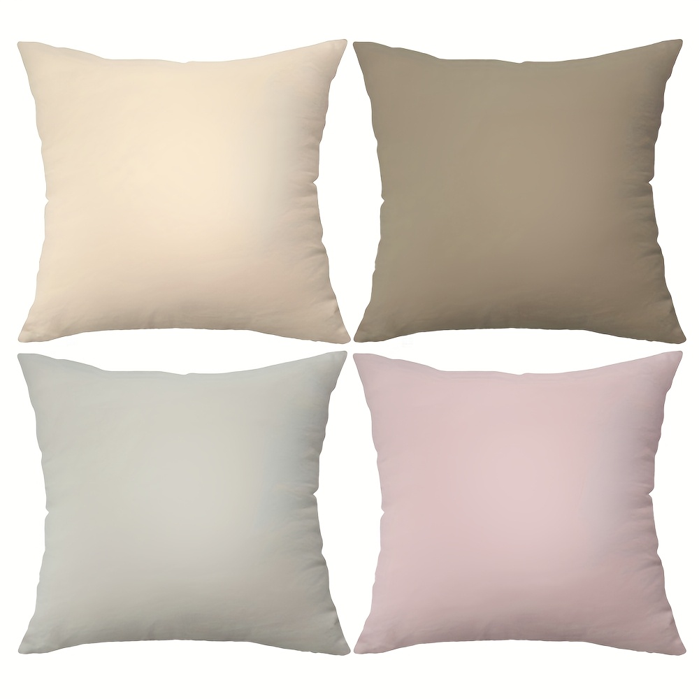 TEMU 4er-Set Kissenbezüge in Unifarben, 18X18/16X16 Zoll, Abgestumpfte Farben, Geringe Farbsättigung, Weicher und eleganter Stil, Geeignet für