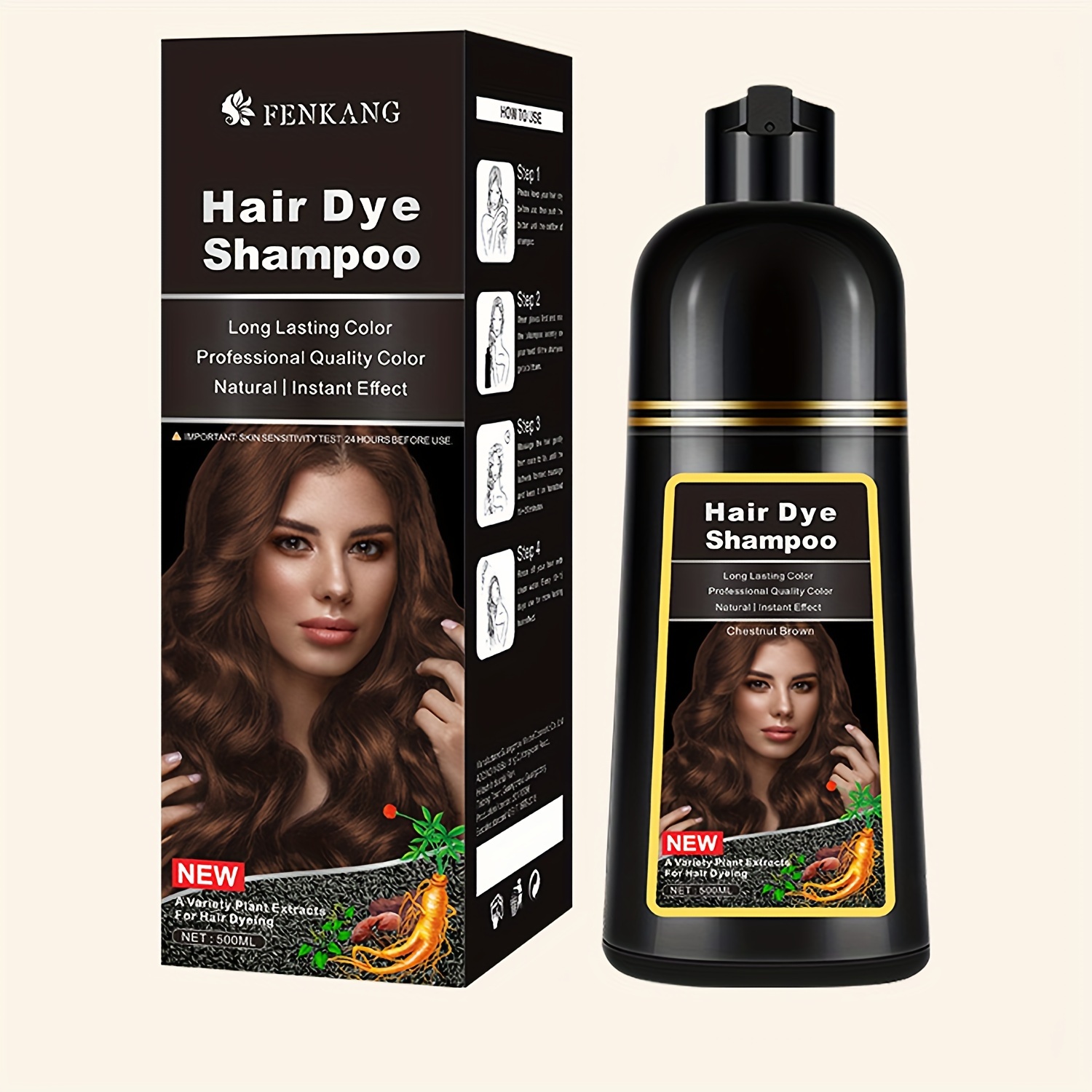 

Hair Color Shampoo, 3 In 1 Hair Dye Shampoo, Herbal Natural Fast Hair Coloring Shampoo For Men Women