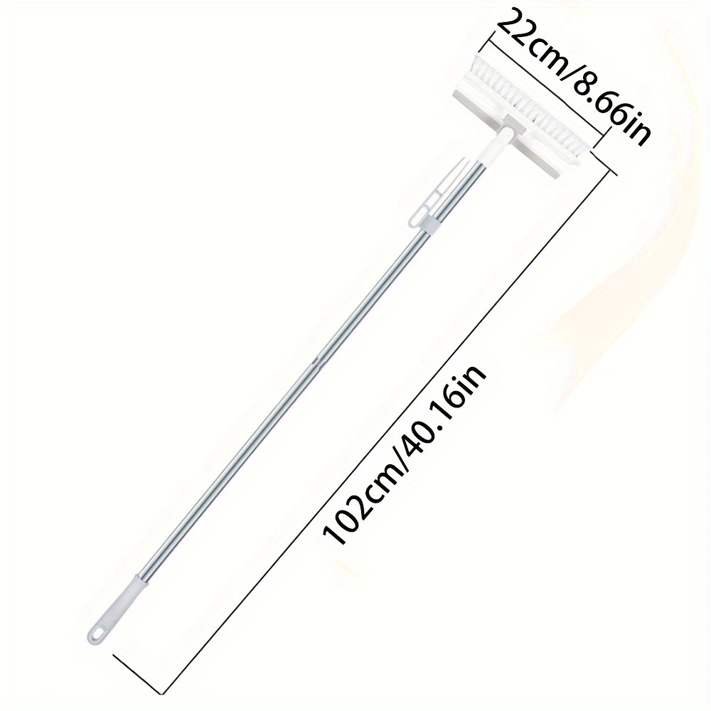TEMU 1pc, Floor And Wall Cleaning Brush With Plastic Scraper. Long Handle Allows Rotating Scrubbing For Cleaning Of Bathroom Wall Tiles. Cleaning