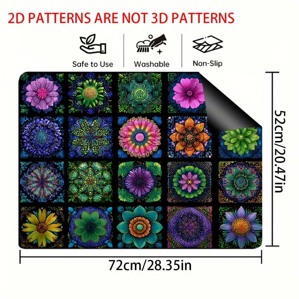 1pc 2d flat printing furnace top decorative mat and decorative cover stove cover mat mandala colorful print multifunctional   any kitchen washing machine mat stove panel protective mat glass stove top protector