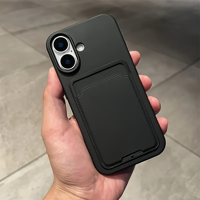 TEMU Phone Case - Solid-color Phone Case With Card Slot Accessory, Suitable For Iphone 17 Pro 15 14 13 12 11 Pro