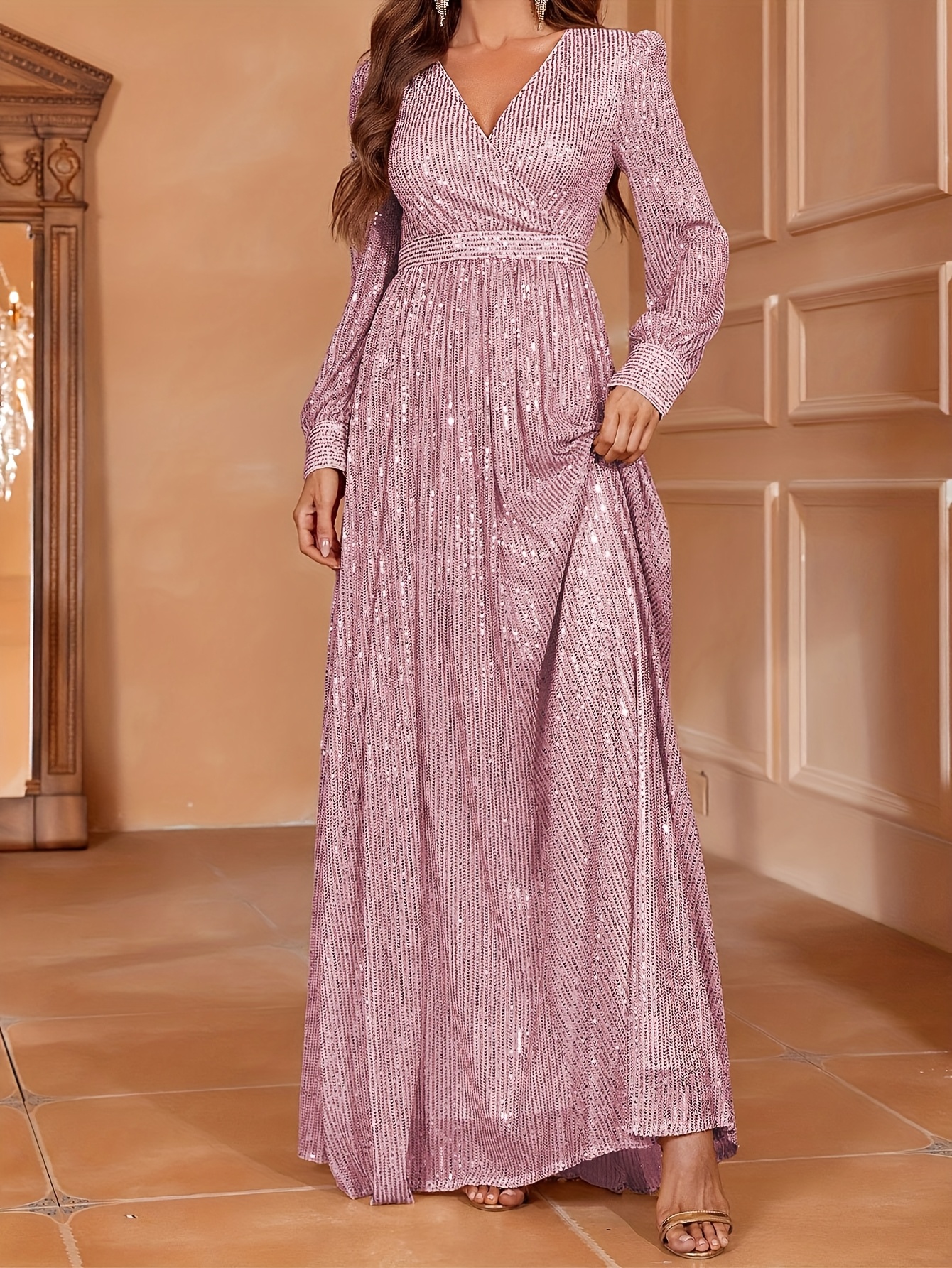 high waist long sleeve maxi dress Elmont Long Sleeve Maxi Dress