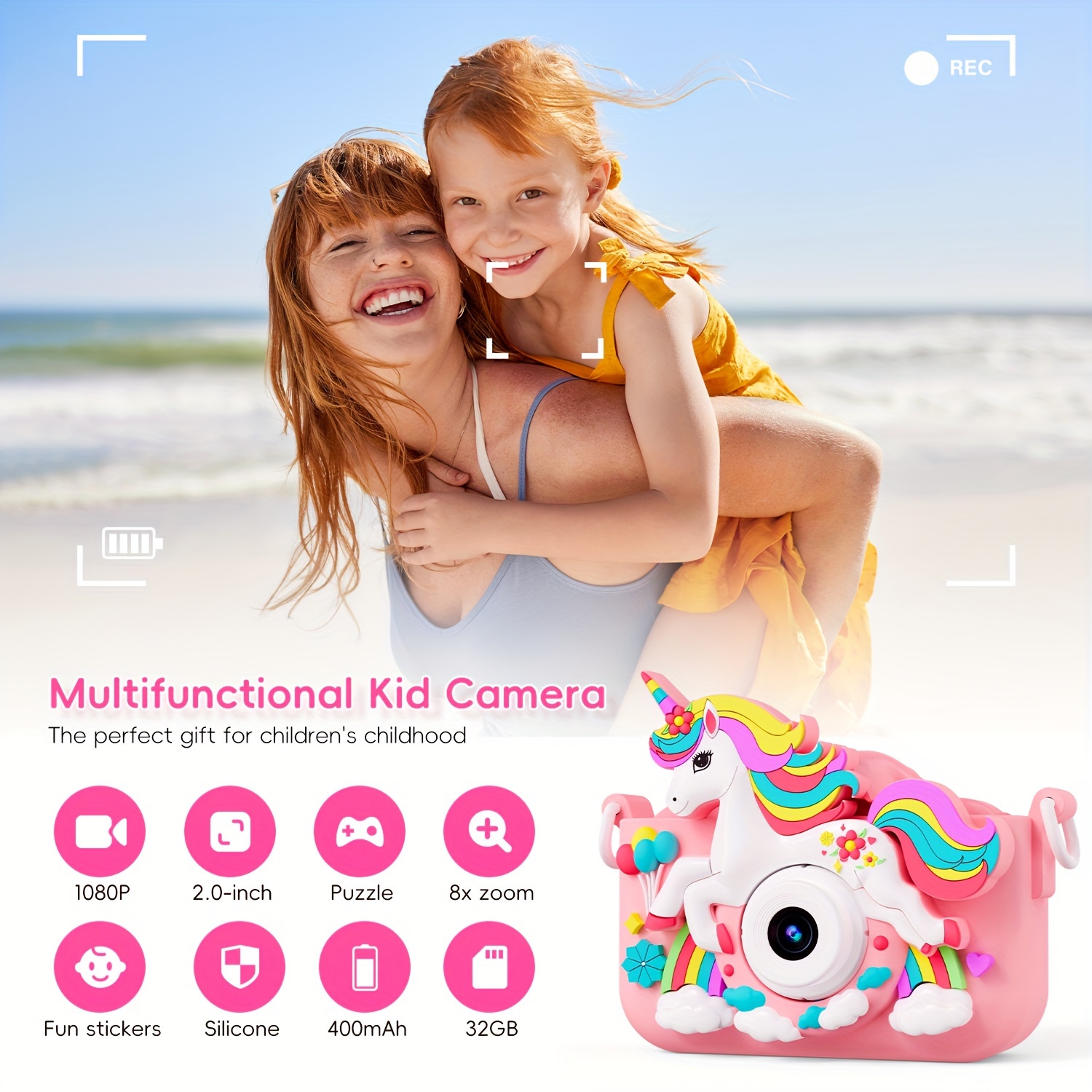  hd toy with ips screen protective cover perfect gift for boys girls ages 3 9 32gb sd card usb charging trick or treat christmas birthday details 3