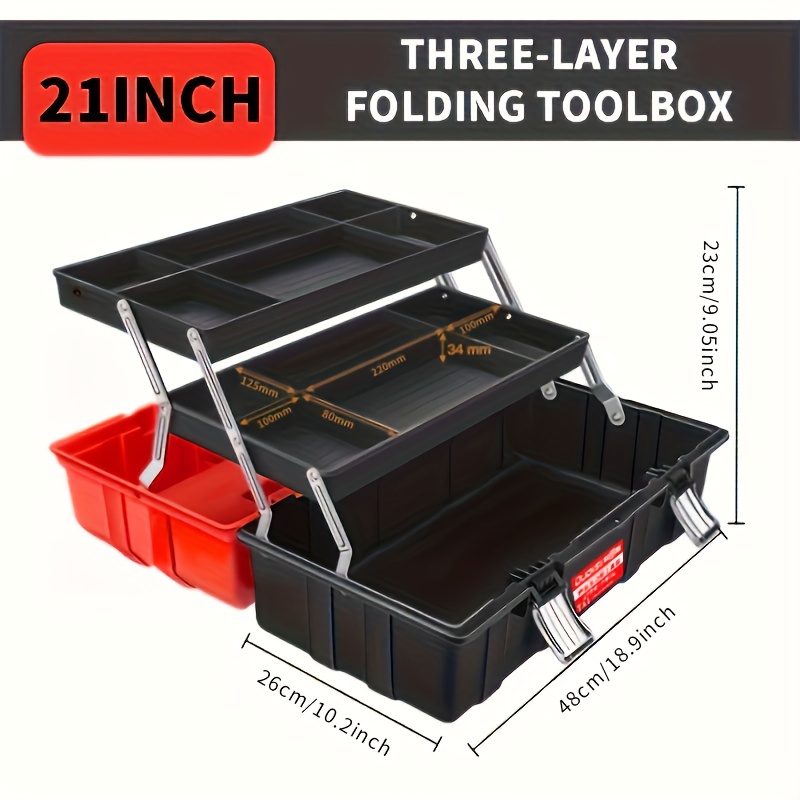Hardware Toolbox Set 17& 21 Inch Thick Plastic Combination Suitcase, Electrician Carpenter Electric Drill Storage Box, Automobile Toolbox