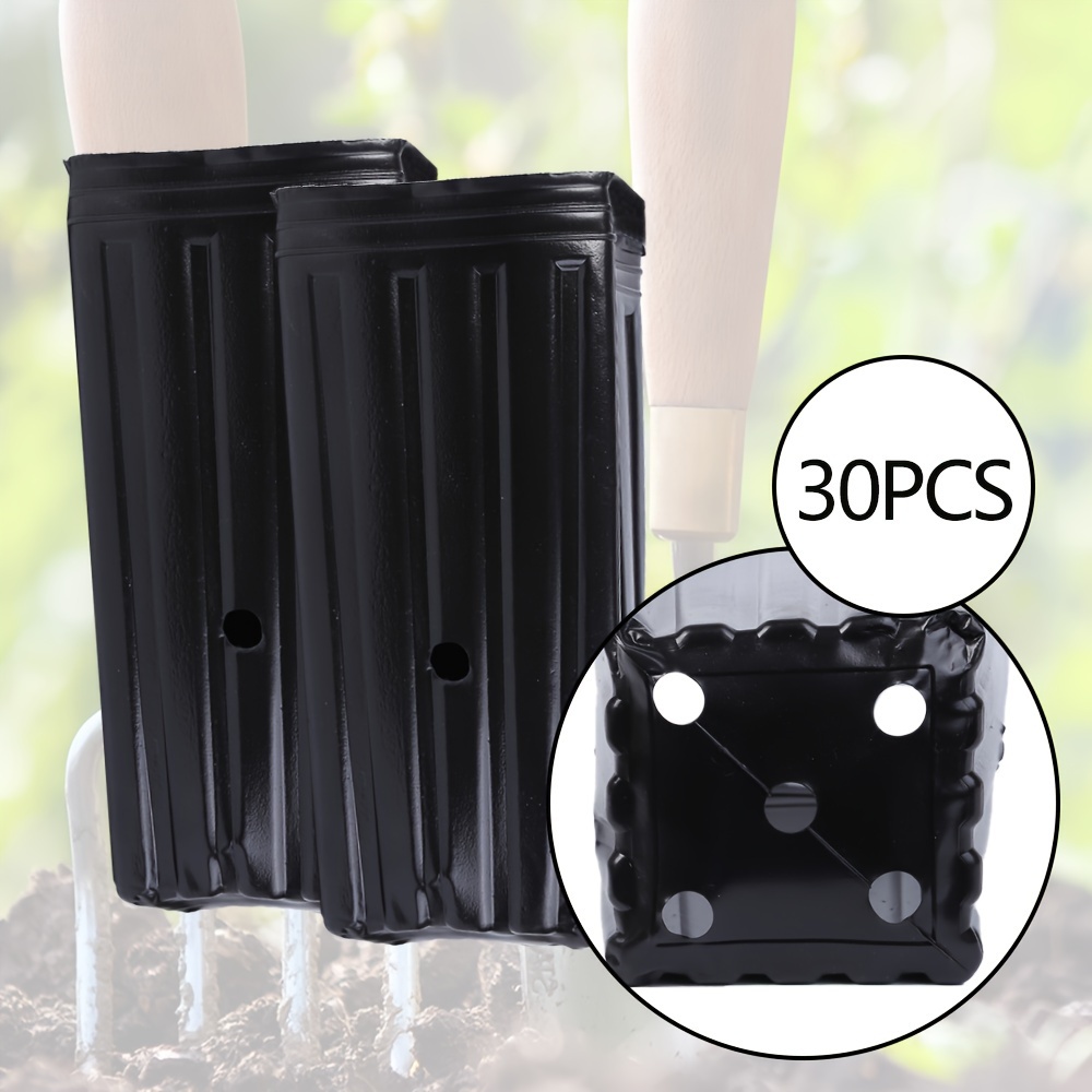 

30-piece Black Plastic Garden Pots - Durable, Reusable Seedling & Tree Planting Tubes With Drainage Holes For Indoor/outdoor Use