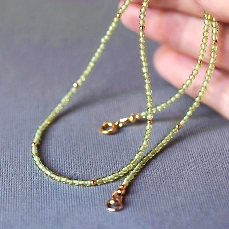 

Aaa Stone Peridot Necklace, Small Beads & ! Peridot Birthstone Gift