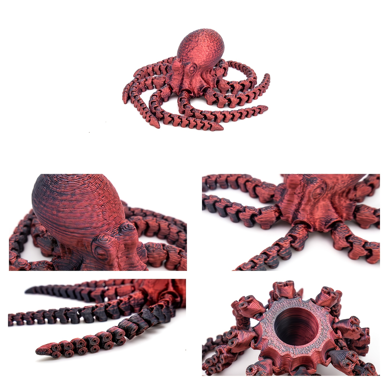 2pcs Poseable Octopus Relax Toy, Rainbow Gradient