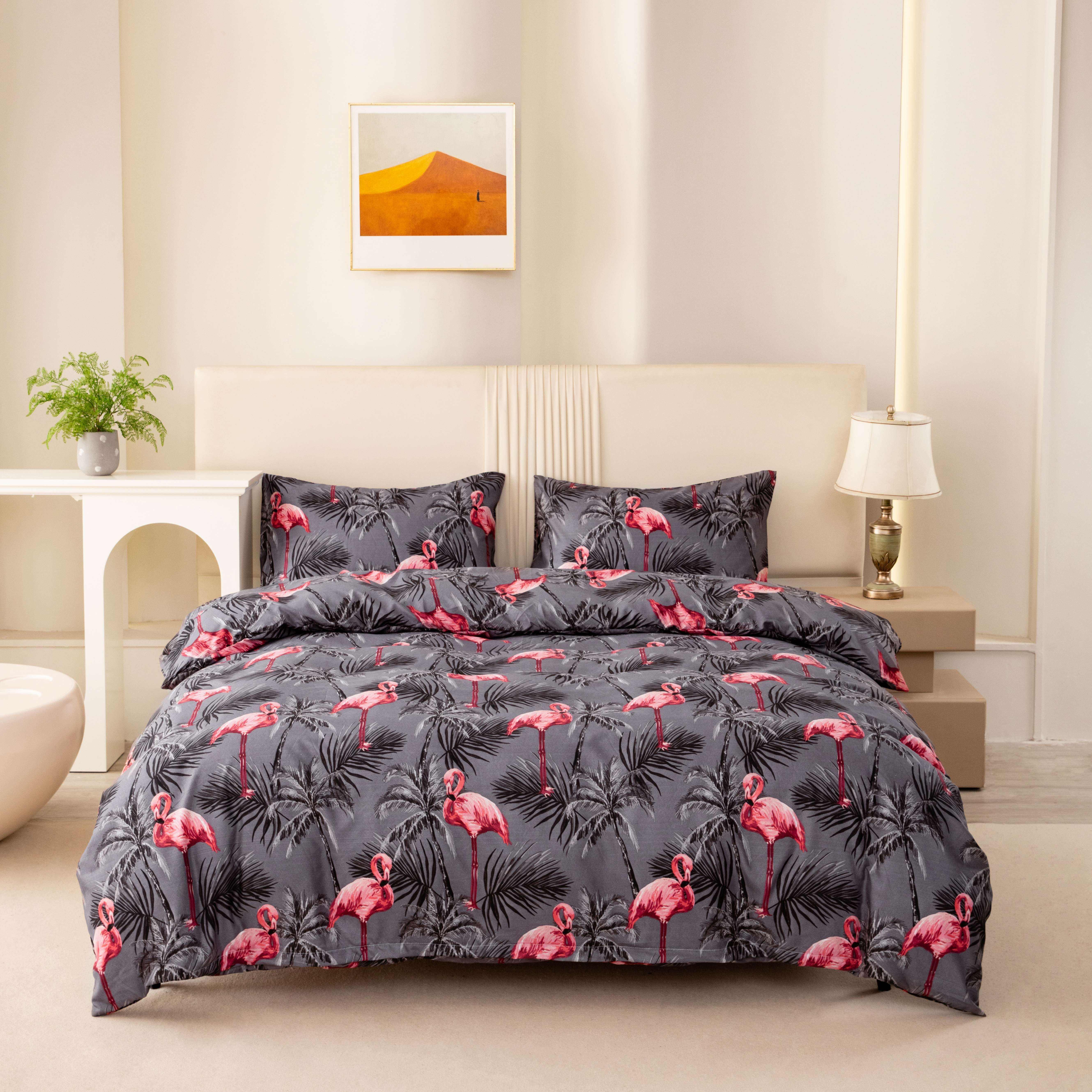 Flamingo Quilt XYNHML Flamingo Comforter Set Queen Size