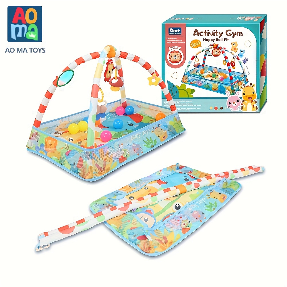 

Aoma Baby Play Mat & Activity Gym With Sensory Toys And Ball - Early Learning Educational Toy For Ages 0-3, Perfect Gift For Holidays