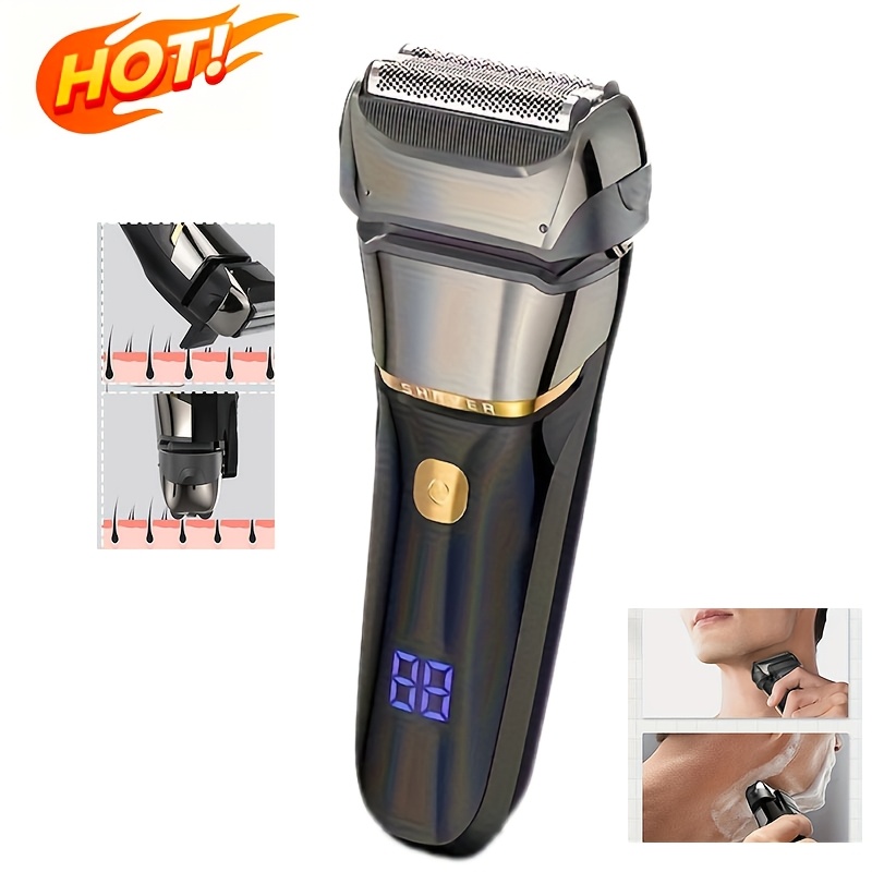 Image of Reciprocating Plug-in Razor, Precision Razor, Men's Razor, Cordless And Usb Rechargeable Aluminum Foil Razor, Led Large Screen Power Display, Ideal Gift For Father And Husband