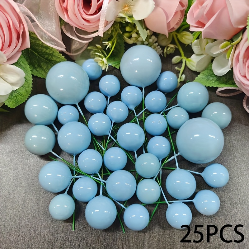 TEMU 25pcs Cake Decoration Balls, White And Green Topper Balls, For Christmas Party Wedding Cake Decorations, Suitable For Christmas, New Year,