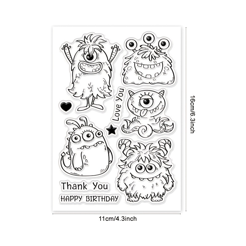 1pc Monster Word Transparent Stamp For Card Making Diy Embossing Painting Tool Decoration Craft