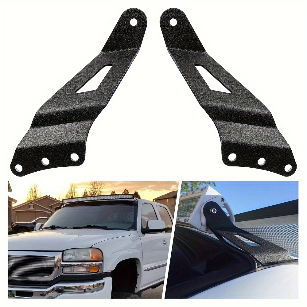TEMU 2pcs 50inch Curved Led Light Bar Bracket At Upper Windshield Roof Cab For 99-06 Silverado Avalanche & Sierra Black Nilight