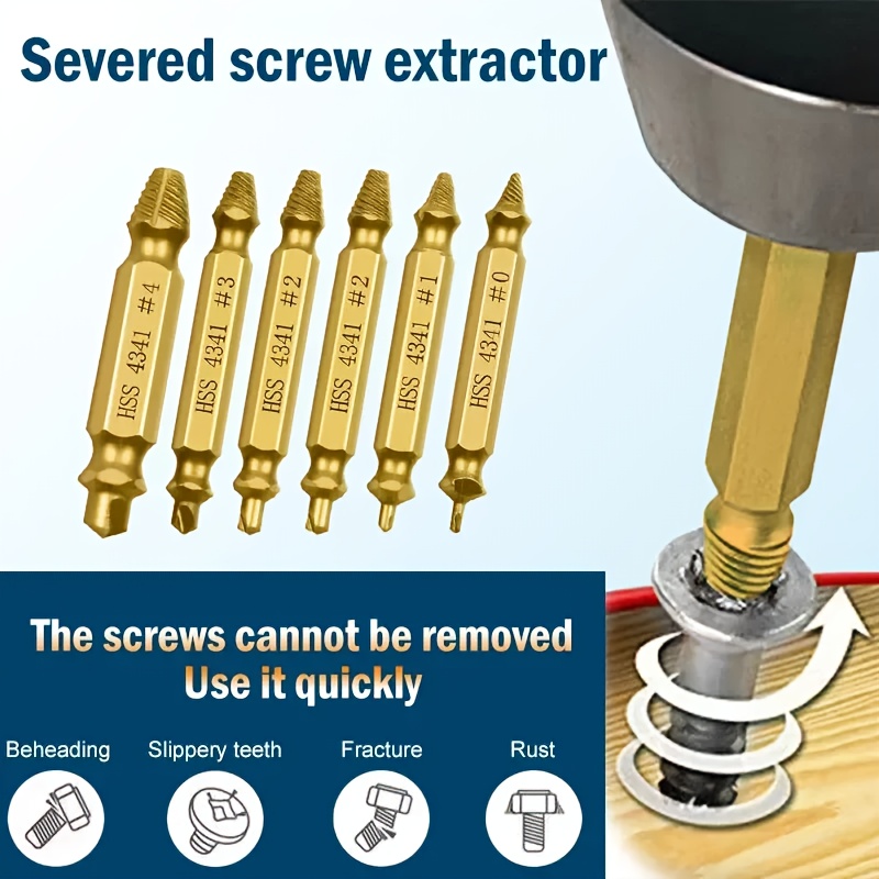 Damaged Screw Extractor Set HSS Drill Stripped Broken Extractor Small Quick Easy Removal Set Easy to Disassembl