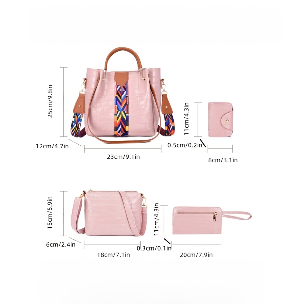 4pcs Large Capacity Ethnic Ribbon Handbag Suitable for Birthday, Christmas and Valentine's Day Gifts - Adjustable Crossbody Purse with Removable, Lightweight Fade-Resistant /Kinky Strap Bag