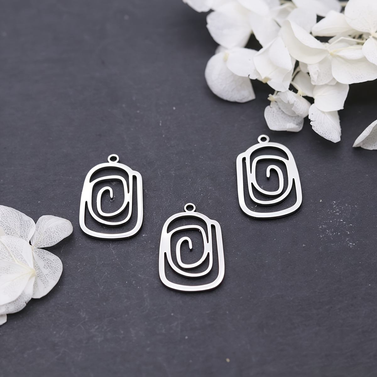 TEMU 3 piezas de dijes en giratorio, colgante de acero inoxidable, adecuado para collares, aretes, fabricación de joyas, suministros de