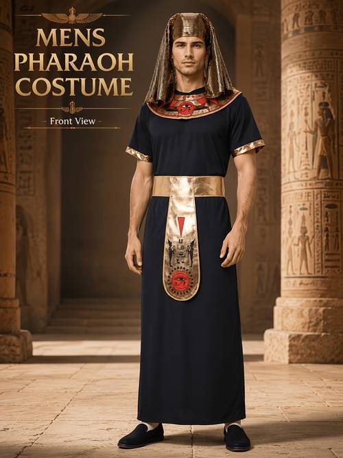 immagine dell'articolo set costume da egiziano antico per adulti , , copricapo, decorativo, cintura in vita, pannello frontale per halloween, travestimento, cosplay, carnevale, festa a tema, teatrale