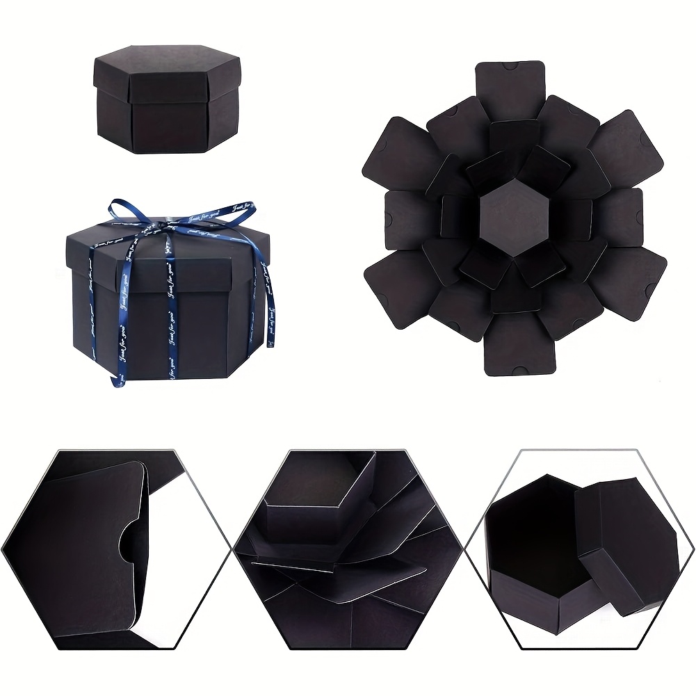 Ručno izrađena uradi sam 6-strana eksplozivna kutija sa skrivenim pretincem za iznenađenje i okvirima za fotografije - Višeslojna sklopiva kutija za darove za vjenčanja, rođendane, Božić, Valentinovo - Album za uspomene (Papirnata izrada za s i)