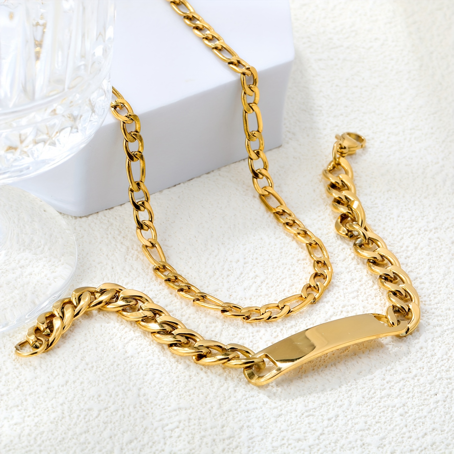 set mens womens steel 18k golden plated Temu Bahrain