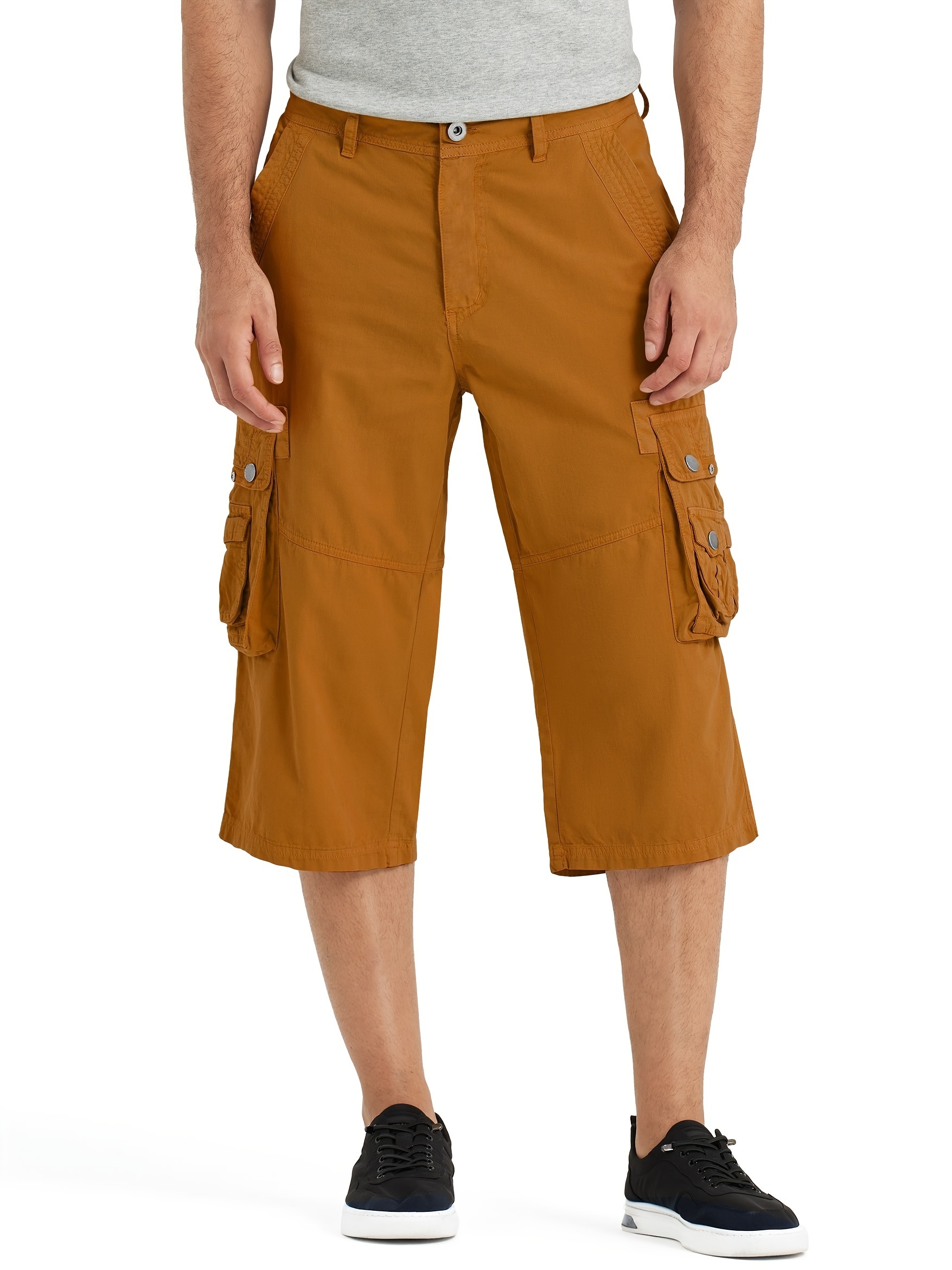 3 4 capri long cargo shorts men knee pants cotton Temu