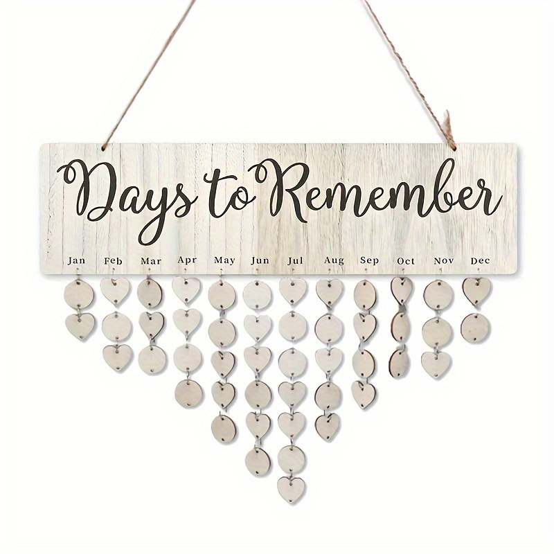 

1pc Classic Wooden Family Wall Hanging Sign, Multipurpose Home Decor Calendar Plaque With Heart Tassels, No Electricity Needed, Wall Mounted