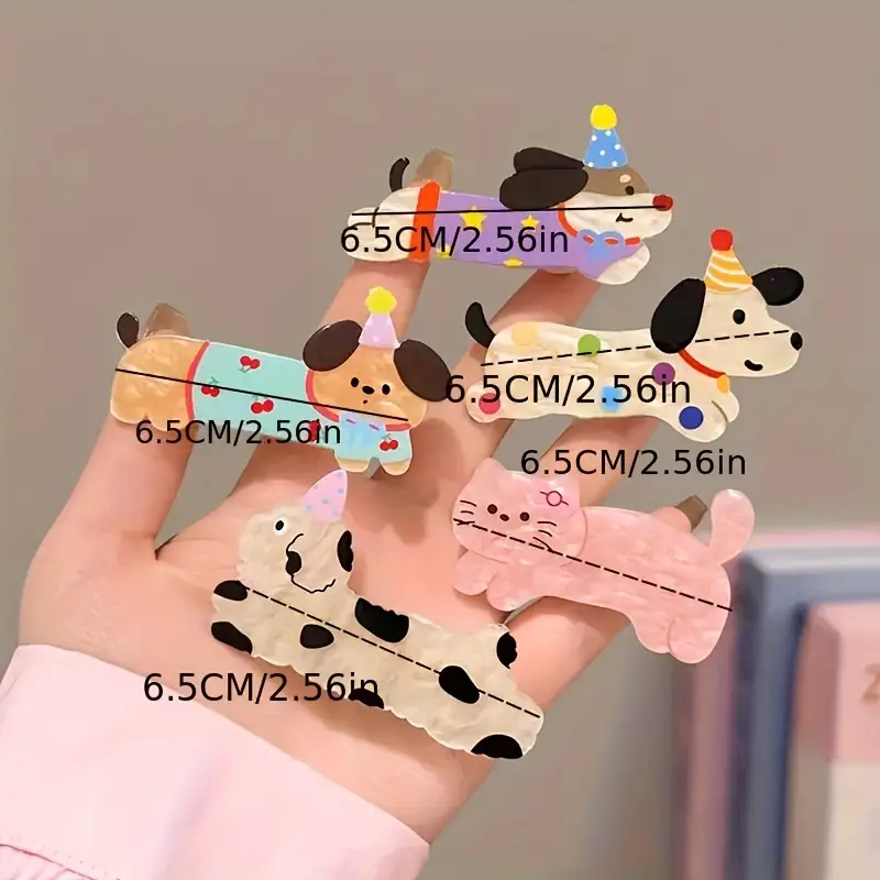 2pcs 3pcs 5pcs cartoon animal hair clip set cat and puppy hairpins cute   clips for women party stylish   bangs barrette fashionable hairstyle accessories birthday gift Product details 12