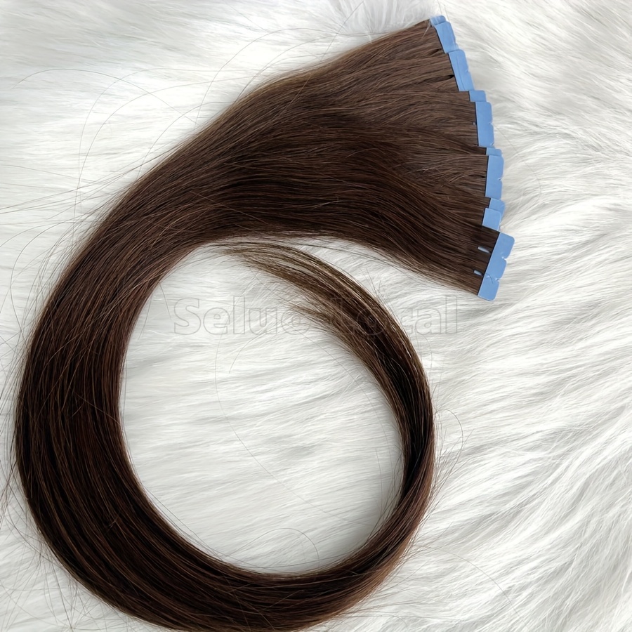   human hair   tape in extensions 12 20 inches straight seamless hair for   women   light brown easy application   hair additions versatile styling options sleek   details 2