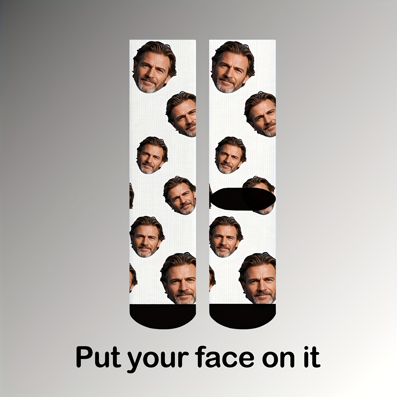 TEMU 1 Pair Custom Photo Socks With Your Own Face/picture - Matching Couples Socks Suitable For Men, Your Own Picture For Valentine' Gifts, Wedding