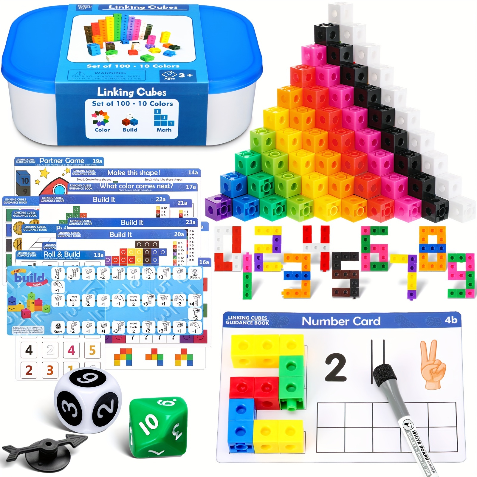 

132 Pcs Manipulatives , Linking Counting Storage Box And , Linking Connecting For