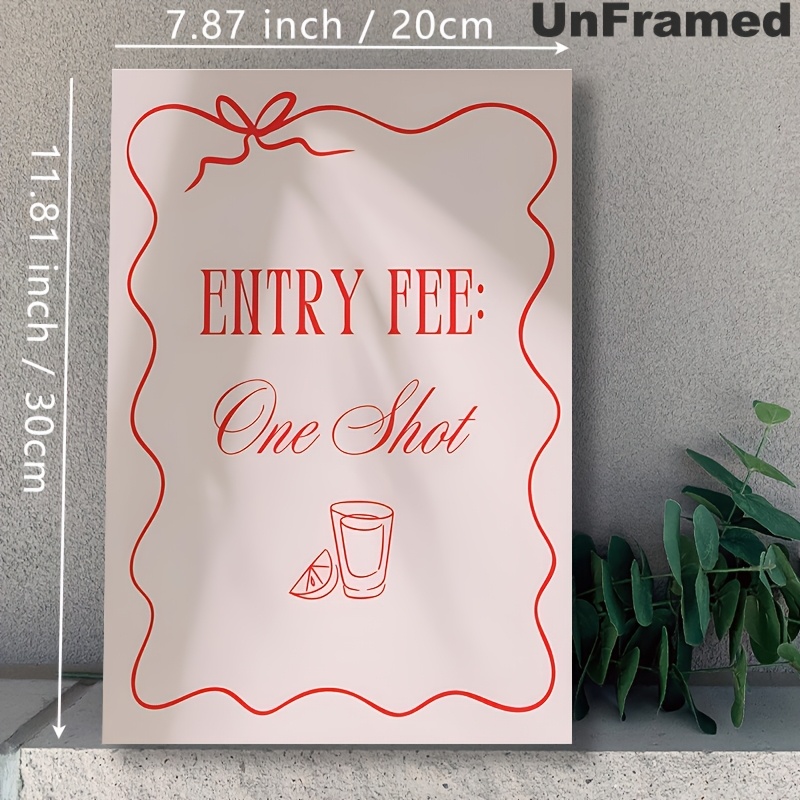TEMU 2d Flat, 2d Flat, 2d Flat 1pc Canvas Painting Wall Art Unframed, Entry Fee Sign, Bachelorette Party Decor, Hens Party Sign, Galentines Day Party