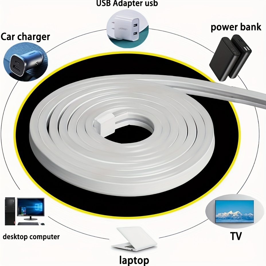 Tira de luz LED de neón inteligente con control táctil, blanco cálido/blanco, 100.0 cm/200.0 cm/299.97 cm/5.0 metros, alimentación por USB, regulable, para bricolaje, flexible y cortable, apta para uso interior/exterior, espejos, televisores, computadoras, armarios, escaleras, decoraciones de fiesta - Imagen 8