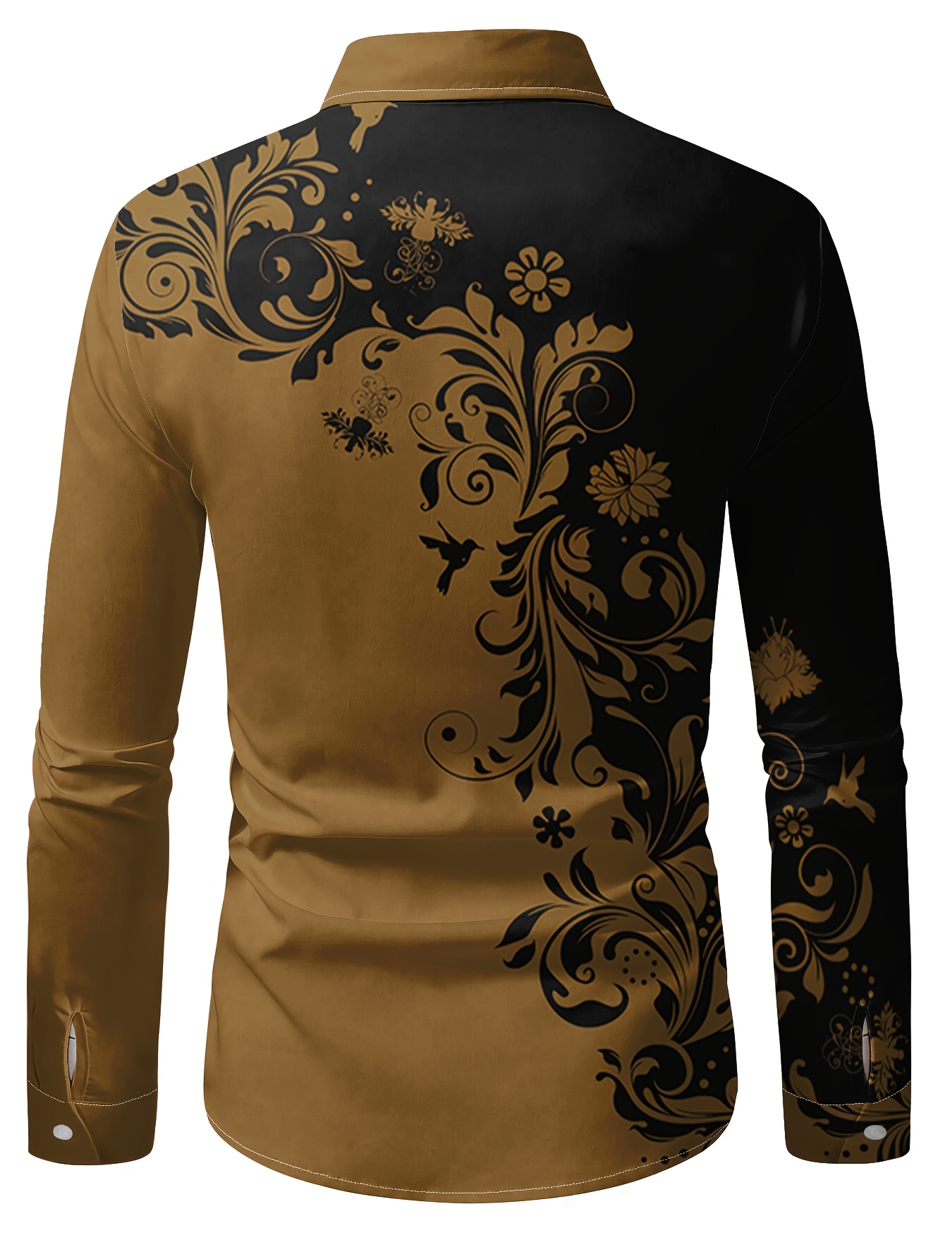 slim fit dress slacks Black Shirt With Gold Floral Accent – Sophisticated Gentlemen main image 1